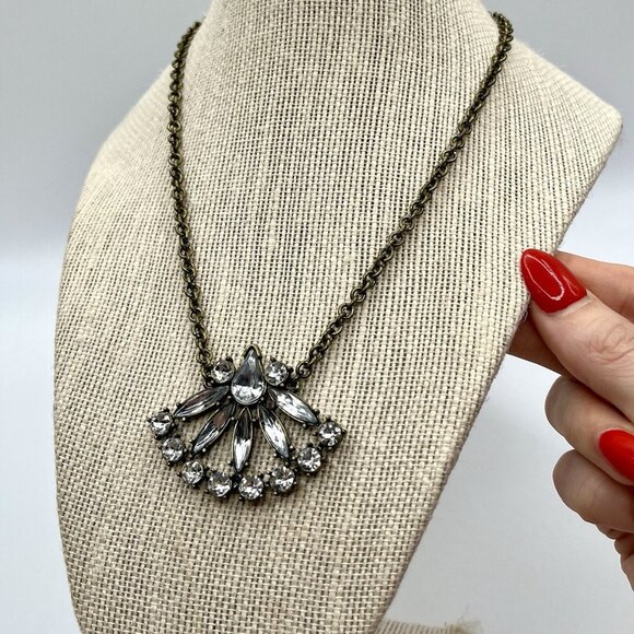 Banana Republic Necklace Fan Rhinestone Treasure Chunky Statement Vintage Y2K - Picture 5 of 6